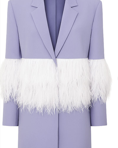 Jennifer Lavender Feather-Trimmed Blazer Dress