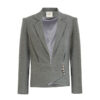 Tina Tailored Grey Wool Blazer with Asymmetric Button Detail