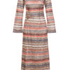 Zigzag Knit Maxi Dress with Waist Cut-Out