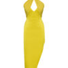 Yellow Halterneck Dress with Gold Chain Detail