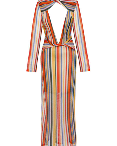 Serena Knit Maxi Dress with Twist Front & Plunge Neckline