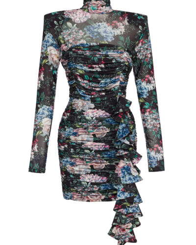 Floral Ruched Mini Party Dress for Women