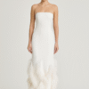 Gaia Feather-Embellished Strapless Bridal Gown